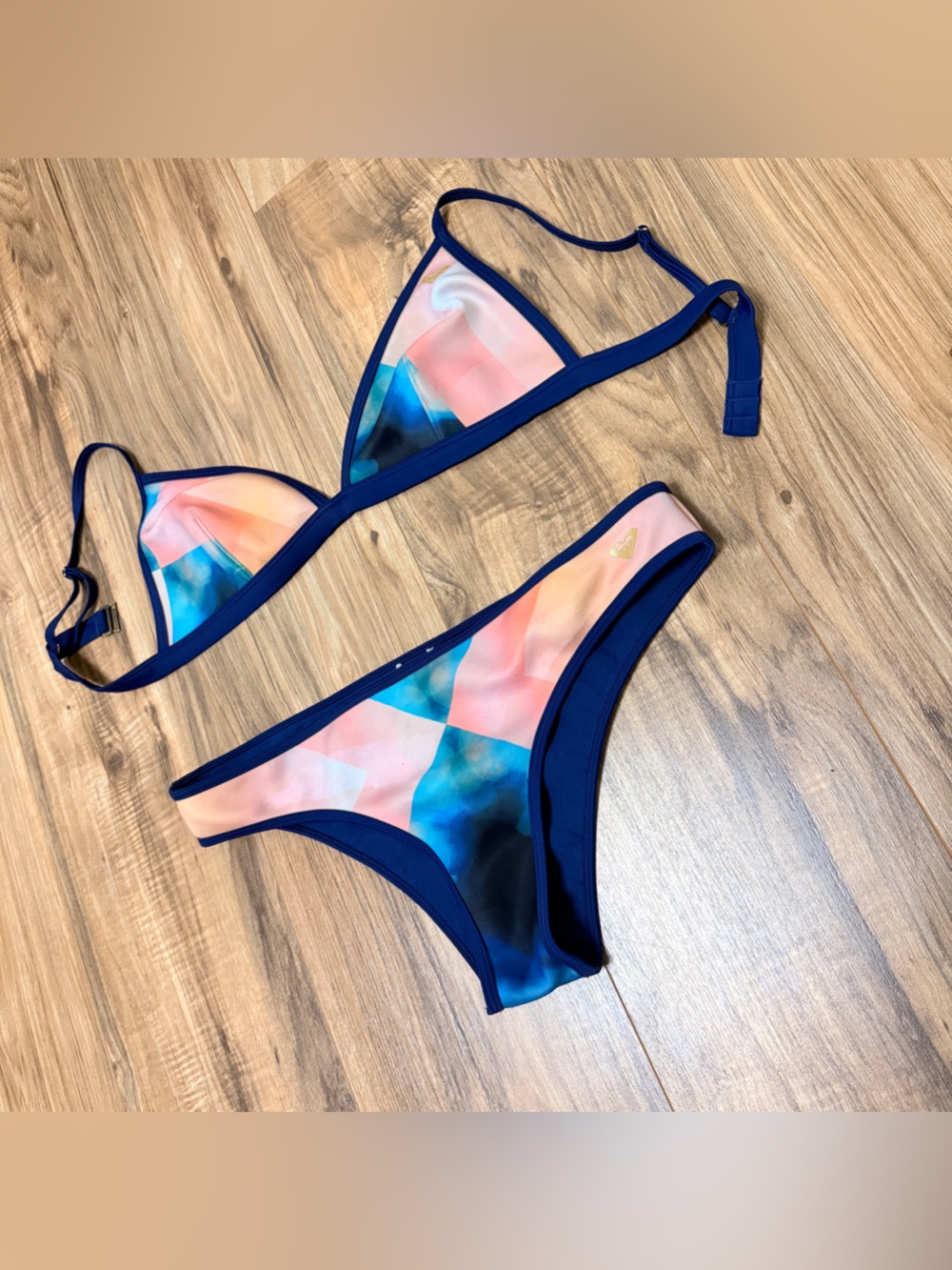 Roxy POP Surf Bikini Set Water World Neoprene Swimsuit Sz L - Picture 4 of 10